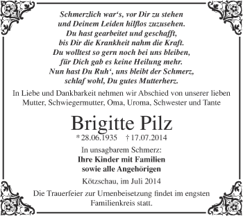 Traueranzeige von Brunhilde Schönfeld von Mitteldeutsche Zeitung Quedlinburg