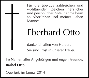 Traueranzeige von Eberhard Otto von Mitteldeutsche Zeitung Merseburg/Querfurt