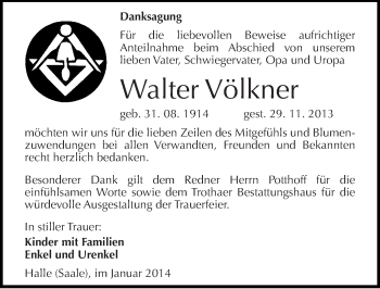Traueranzeige von Walter Völkner von Mitteldeutsche Zeitung Halle/Saalkreis
