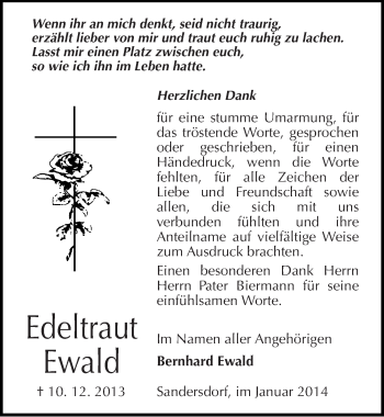 Traueranzeige von Edeltraut Ewald von Mitteldeutsche Zeitung Bitterfeld