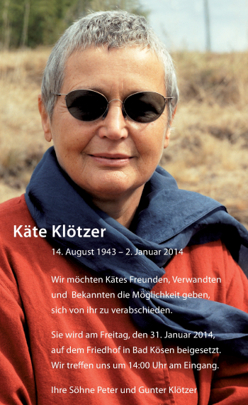 Traueranzeige von Käte Klötzer von Mitteldeutsche Zeitung Naumburg/Nebra