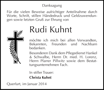 Traueranzeige von Rudi Kuhnt von Mitteldeutsche Zeitung Merseburg/Querfurt