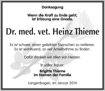 Traueranzeige von Heinz Thieme von Mitteldeutsche Zeitung Halle/Saalkreis