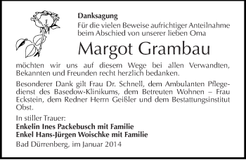 Traueranzeige von Margot Grambau von Mitteldeutsche Zeitung Merseburg/Querfurt