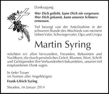 Traueranzeige von Martin Syring von Mitteldeutsche Zeitung Halle/Saalkreis