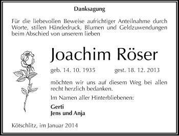 Traueranzeige von Joachim Röser von Mitteldeutsche Zeitung Merseburg/Querfurt