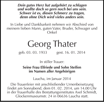 Traueranzeige von Georg Thater von Mitteldeutsche Zeitung Naumburg/Nebra