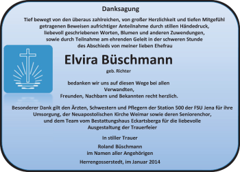 Traueranzeige von Elvira Büschmann von Mitteldeutsche Zeitung Naumburg/Nebra