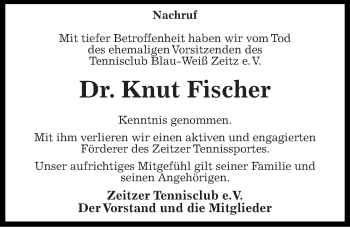 Traueranzeige von Knut Fischer von Mitteldeutsche Zeitung Zeitz