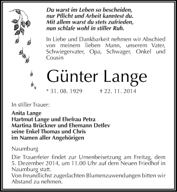 Traueranzeige von Herbert Wallek von Mitteldeutsche Zeitung Köthen