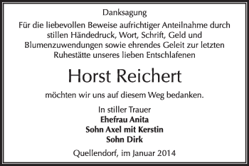 Traueranzeige von Horst Reichert von Super Sonntag Dessau / Köthen