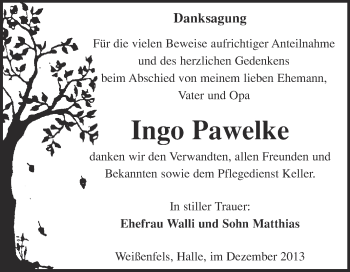 Traueranzeige von Ingo Pawelke von WVG - Wochenspiegel NMB / WSF / ZTZ