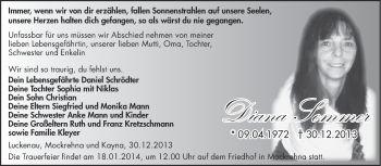 Traueranzeige von Diana Sommer von Super Sonntag Zeitz