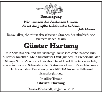 Traueranzeige von Günter Hartung von Super Sonntag Dessau / Köthen