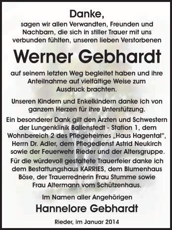 Traueranzeige von Werner Gebhardt von WVG - Wochenspiegel Quedlinburg