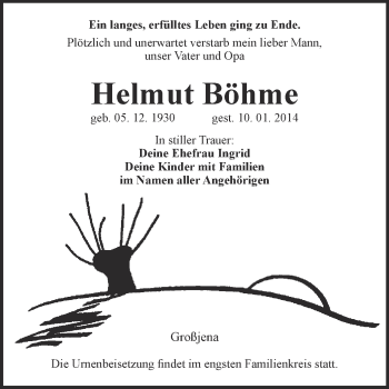 Traueranzeige von Helmut Böhme von WVG - Wochenspiegel NMB / WSF / ZTZ