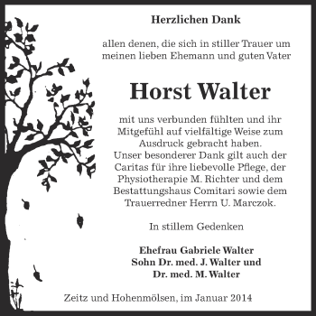 Traueranzeige von Horst Walter von Super Sonntag Zeitz