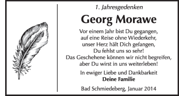Traueranzeige von Georg Morawe von WVG - Wochenspiegel Wittenberg