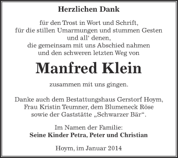 Traueranzeige von Manfred Klein von WVG - Wochenspiegel Aschersleben