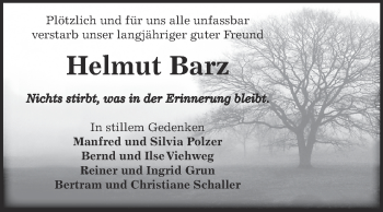 Traueranzeige von Helmut Barz von Super Sonntag Zeitz