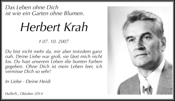 Traueranzeige von Herbert Krah von Mitteldeutsche Zeitung Halle/Saalkreis