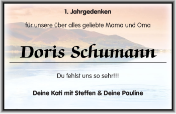 Traueranzeige von Doris Schumann von Mitteldeutsche Zeitung Sangerhausen