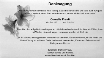 Traueranzeige von Cornelia Preuß von Mitteldeutsche Zeitung Halle/Saalkreis