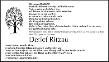 Traueranzeige von Detlef Ritzau von Mitteldeutsche Zeitung Naumburg/Nebra