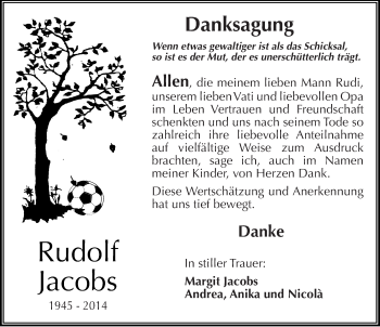 Traueranzeige von Rudolf Jacobs von Mitteldeutsche Zeitung Merseburg/Querfurt