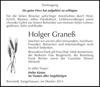 Traueranzeige von Holger Graneß von Mitteldeutsche Zeitung