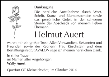 Traueranzeige von Helmut Auert von Mitteldeutsche Zeitung Merseburg/Querfurt