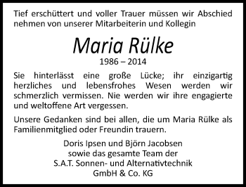 Traueranzeige von Maria Rülke von Mitteldeutsche Zeitung Sangerhausen
