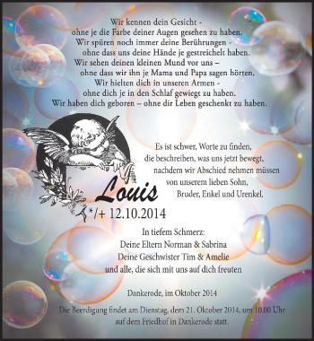 Traueranzeige von Louis  von Mitteldeutsche Zeitung Quedlinburg