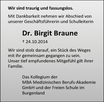 Traueranzeige von Birgit Braune von Mitteldeutsche Zeitung
