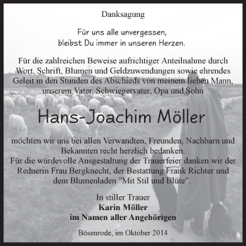 Traueranzeige von Hans-Joachim Möller von WVG - Wochenspiegel SGH