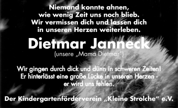 Traueranzeige von Dietmar Janneck von Super Sonntag Zeitz