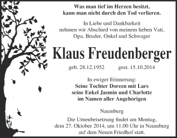 Traueranzeige von Klaus Freudenberger von WVG - Wochenspiegel NMB / WSF / ZTZ