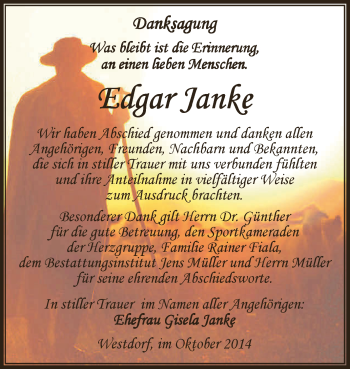 Traueranzeige von Edgar Janke von WVG - Wochenspiegel Aschersleben