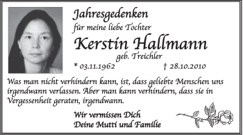 Traueranzeige von Kerstin Hallmann von Super Sonntag Wittenberg