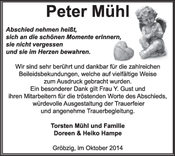 Traueranzeige von Peter Mühl von Super Sonntag Dessau / Köthen