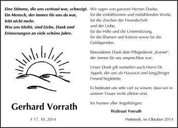 Traueranzeige von Gerhard Vorrath von Mitteldeutsche Zeitung Merseburg/Querfurt