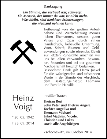 Traueranzeige von Heinz Voigt von Mitteldeutsche Zeitung Wittenberg