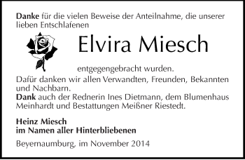 Traueranzeige von Elvira Miesch von Mitteldeutsche Zeitung