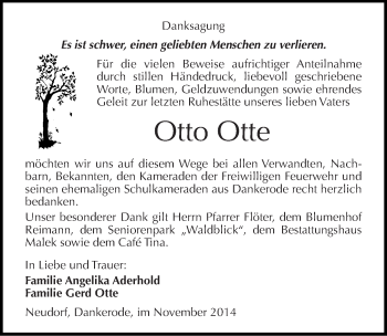 Traueranzeige von Otto Otte von Mitteldeutsche Zeitung