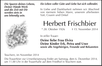 Traueranzeige von Herbert Frischbier von Mitteldeutsche Zeitung