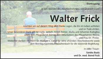 Traueranzeige von Walter Frick von Mitteldeutsche Zeitung Naumburg/Nebra