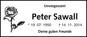 Traueranzeige von Peter Sawall von Mitteldeutsche Zeitung Naumburg/Nebra
