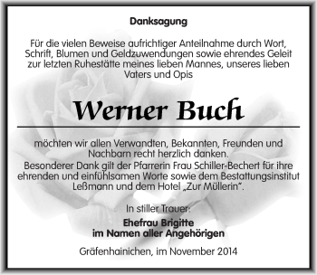 Traueranzeige von Werner Buch von Mitteldeutsche Zeitung