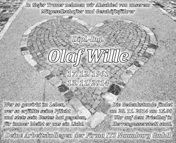 Traueranzeige von Olaf Wille von Mitteldeutsche Zeitung Naumburg/Nebra