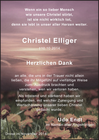 Traueranzeige von Christel Eiliger von Mitteldeutsche Zeitung Köthen